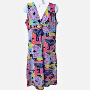 Tracy Negoshian Flattering V-Neck with Twist front Dress